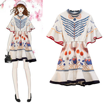 Rochie de dama moderna croiala cu maneci scurte in alb