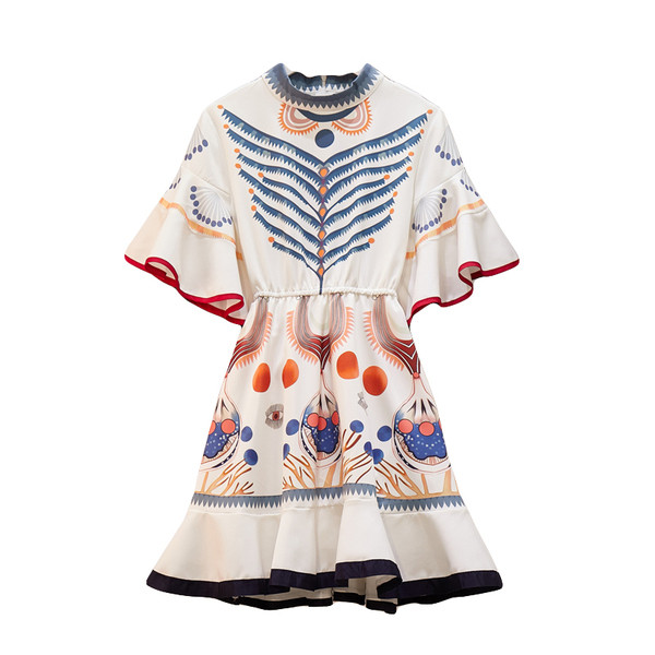 Rochie de dama moderna croiala cu maneci scurte in alb