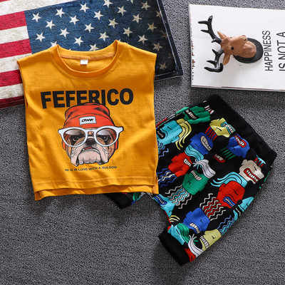 Set copii model nou pentru baieti maiou + pantaloni in doua culori