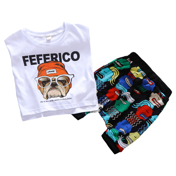 Set copii model nou pentru baieti maiou + pantaloni in doua culori