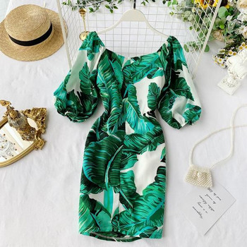 Rochie de dama cu maneci 3/4 si model floral