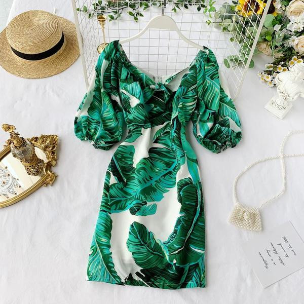 Rochie de dama cu maneci 3/4 si model floral