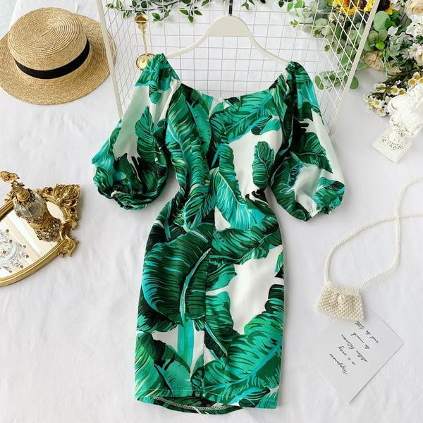 Rochie de dama cu maneci 3/4 si model floral