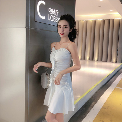 Rochie moderna de dama alb-negru cu bretele subtiri