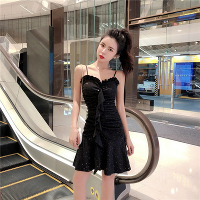 Rochie moderna de dama alb-negru cu bretele subtiri