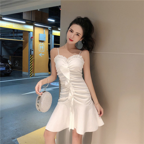 Rochie moderna de dama alb-negru cu bretele subtiri