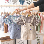 Set pentru copii modern bluza + salopeta in doua culori