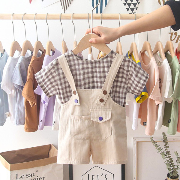 Set pentru copii modern bluza + salopeta in doua culori