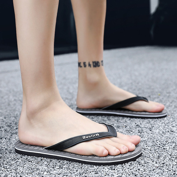 Ежедневни мъжки чехли с надпис-в три цвята