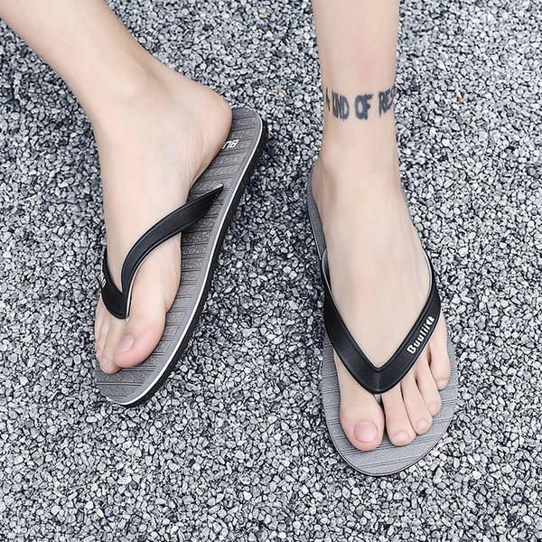 Ежедневни мъжки чехли с надпис-в три цвята