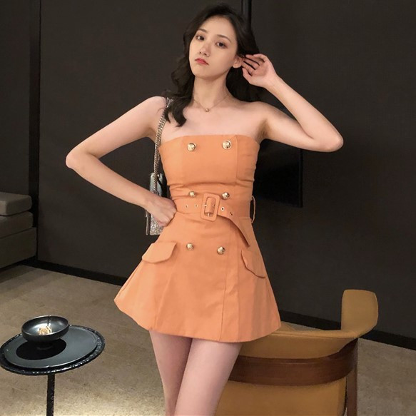 Rochie de dama actuala in doua culori cu curea