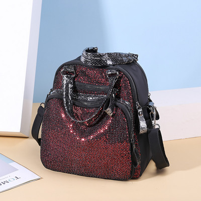 Rucsac actual de damă în roșu și negru