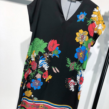 Rochie dama - model drept cu model floral