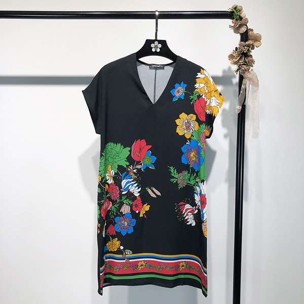 Rochie dama - model drept cu model floral