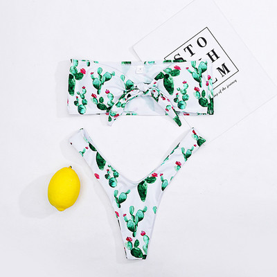 Μοντέρνο μαγιό μπικίνι  με λευκή ραβδωτήπάνω μέρος