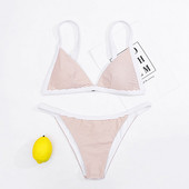 Costum de baie cu dungi din două piese cu top triunghiular