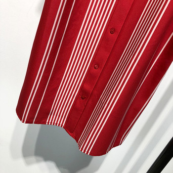 Rochie de dama in dungi cu decolteu patrat si bretele subtiri