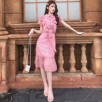 Rochie de dama actuala in roz cu curea