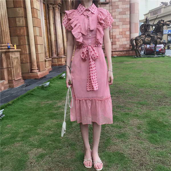 Rochie de dama actuala in roz cu curea