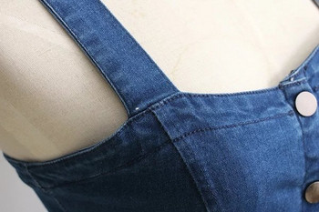 Rochie din denim cu bretele si nasturi