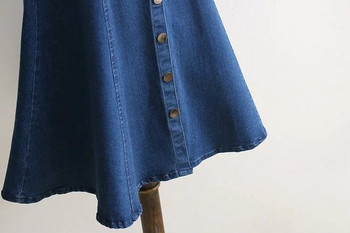 Rochie din denim cu bretele si nasturi