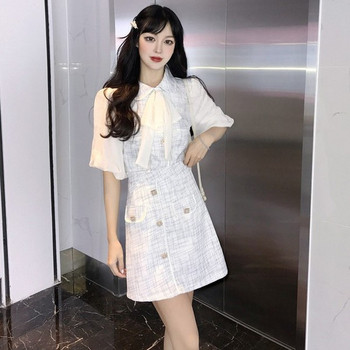 Rochie de dama actuala in carouri in doua culori