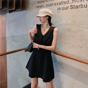 Rochie casual de dama in doua culori cu decolteu in V