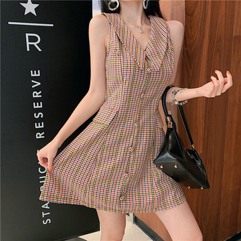 Rochie casual de dama in doua culori cu decolteu in V