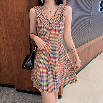 Rochie casual de dama in doua culori cu decolteu in V