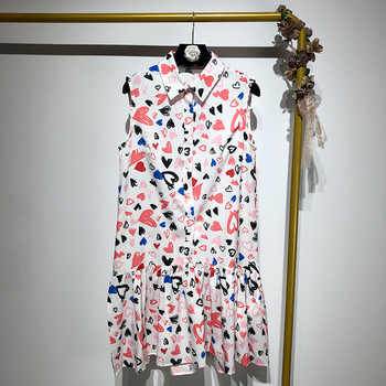 Rochie scurta de dama cu guler clasic si aplicatie - inima