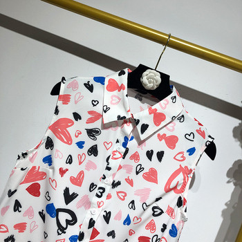 Rochie scurta de dama cu guler clasic si aplicatie - inima