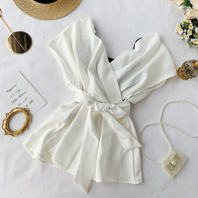 Bluza de dama stil nou model cu maneci scurte si curea in mai multe culori