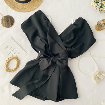 Bluza de dama stil nou model cu maneci scurte si curea in mai multe culori