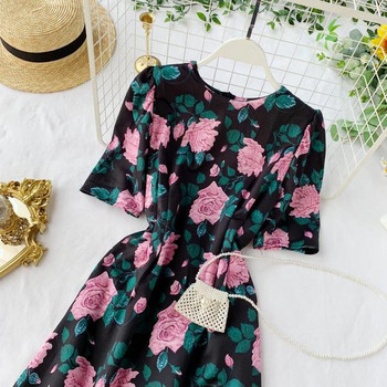 Rochie de dama cu maneci scurte si model floral