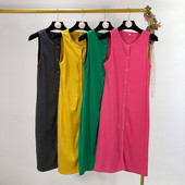 Rochie casual cu bretele si nasturi largi - patru culori