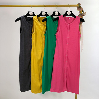 Rochie casual cu bretele si nasturi largi - patru culori