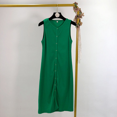 Rochie casual cu bretele si nasturi largi - patru culori