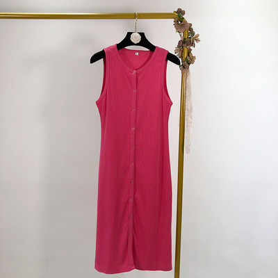 Rochie casual cu bretele si nasturi largi - patru culori