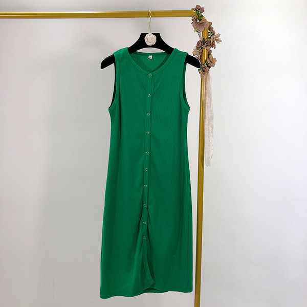 Rochie casual cu bretele si nasturi largi - patru culori