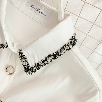 Rochie moderna de dama cu maneci scurte in alb si negru