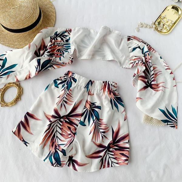 Set de vara dama din doua parti cu model floral