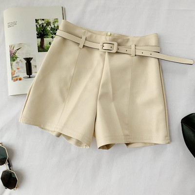 Pantaloni moderni din piele de dama cu curea in trei culori