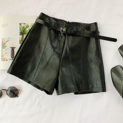 Pantaloni moderni din piele de dama cu curea in trei culori