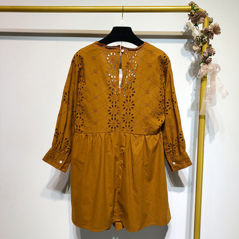 Rochie casual cu maneci lungi si broderie