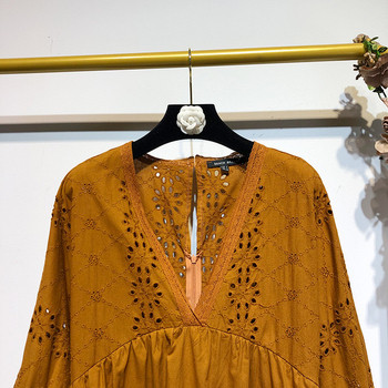 Rochie casual cu maneci lungi si broderie