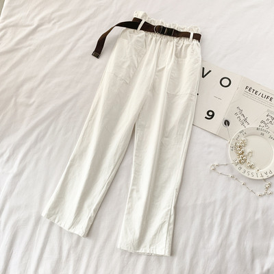 Pantaloni de dama cu talie inalta si curea in mai multe culori