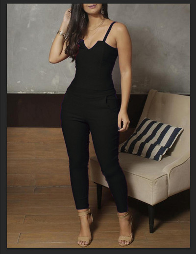 Salopeta de dama moderna cu bretele subtiri si decolteu in V in mai multe culori