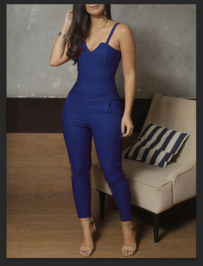 Salopeta de dama moderna cu bretele subtiri si decolteu in V in mai multe culori