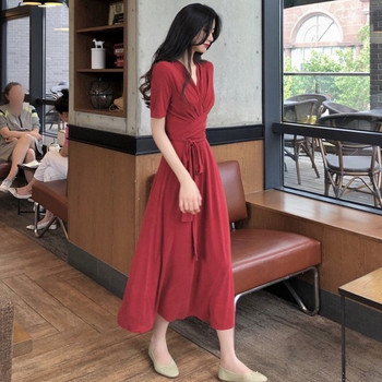 Rochie moderna de dama lunga in mai multe culori cu maneci scurte