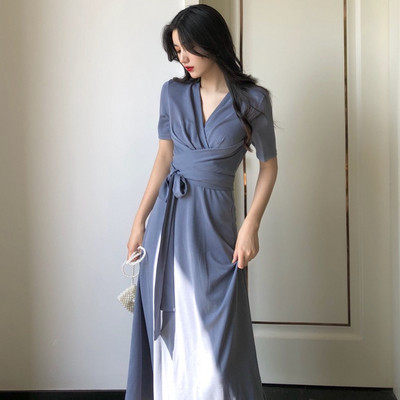 Rochie moderna de dama lunga in mai multe culori cu maneci scurte